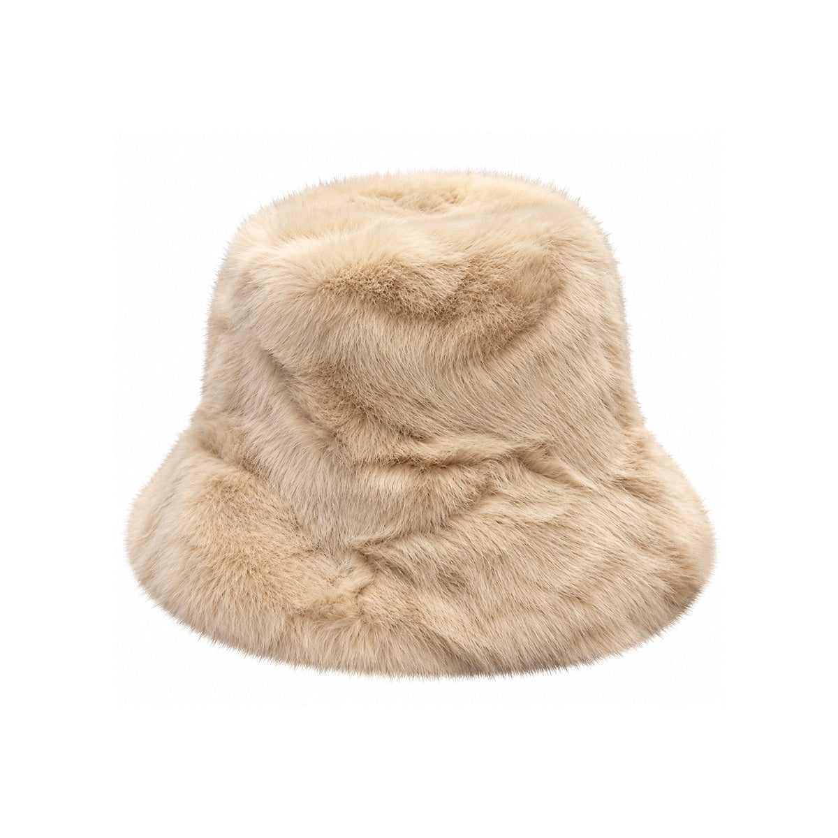 Bej Bucket Peluş Şapka