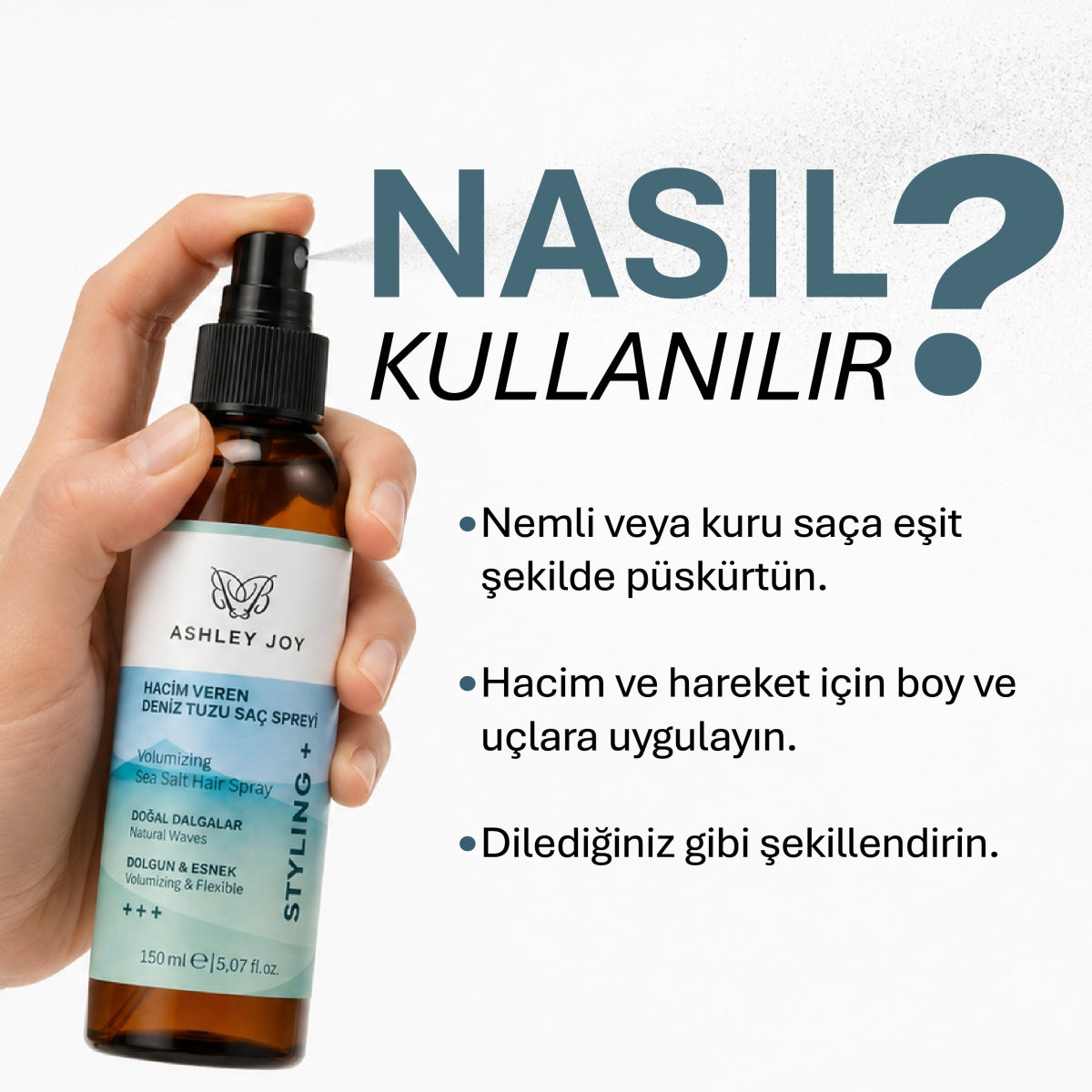 ASHLEY JOY ŞEKİLLENDİRİCİ SAÇ SPREYİ DENİZ TUZU 150ML