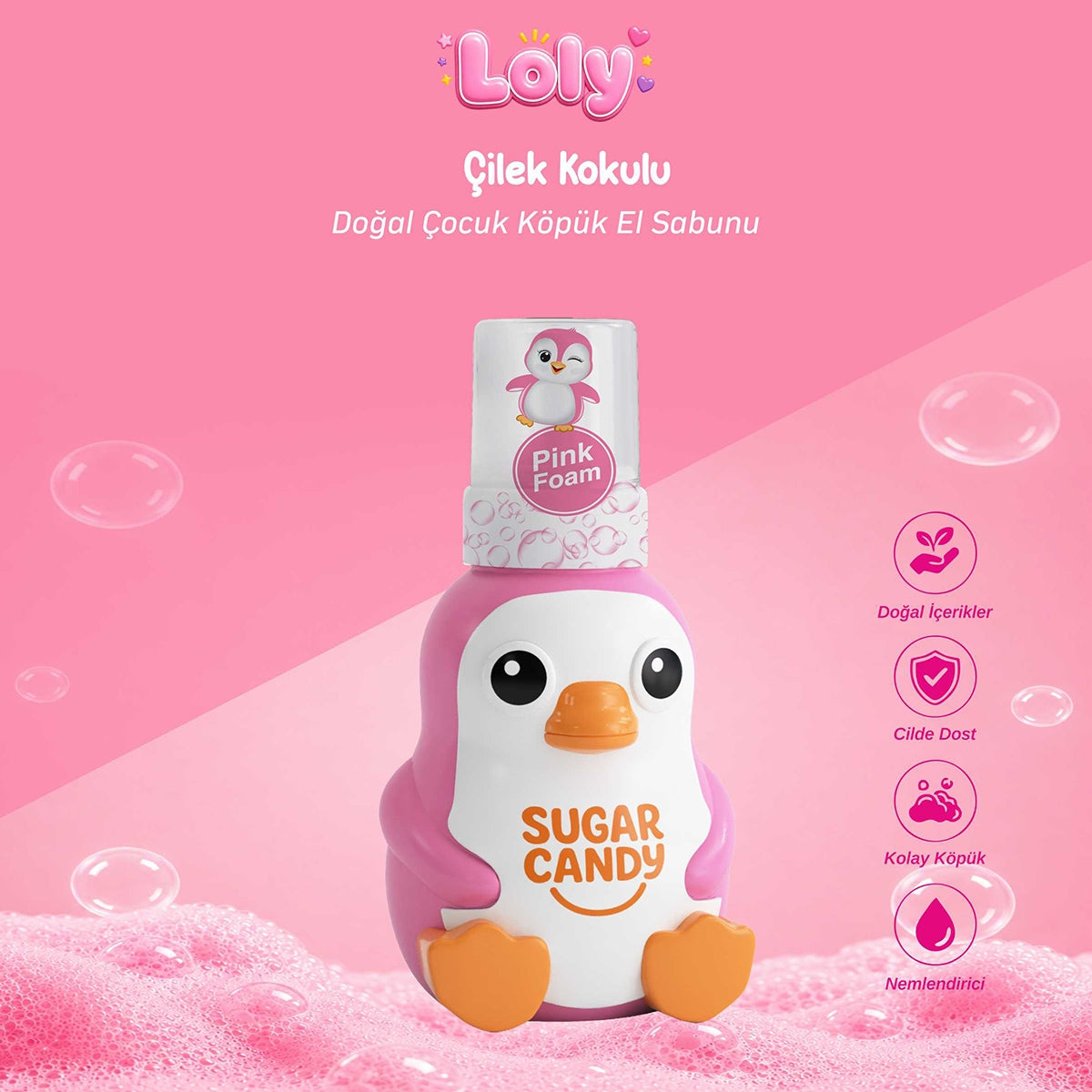 Renkli Köpük Sabun Strawberry Pink Milk Lolly 350 ml
