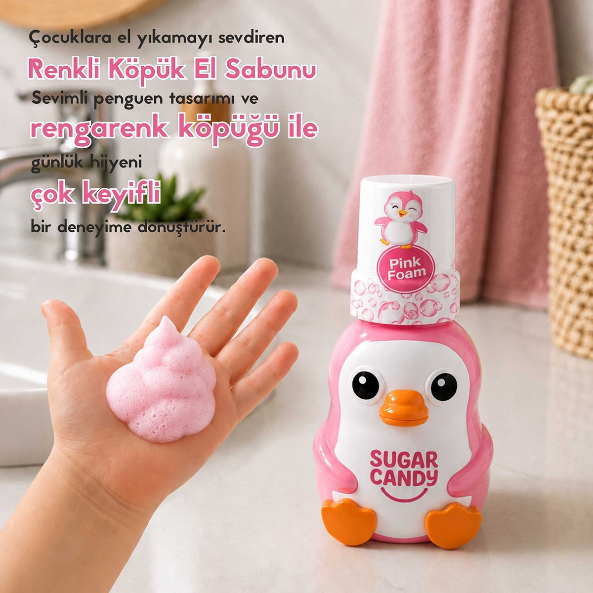 Renkli Köpük Sabun Strawberry Pink Milk Lolly 350 ml